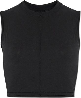 Yohji Yamamoto Running Cropped Tank Top - Dames - Tops zonder mouwen - Zwart - M - Leer - Tops