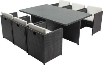 Concept Usine Sal&oacute;n de jard&iacute;n encastrable 6 personas de resina trenzada gris/blanco