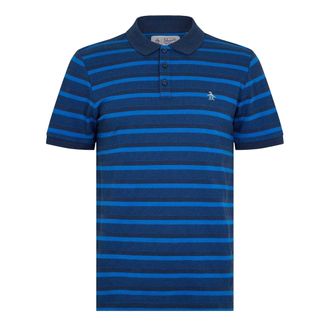 Original Penguin Heren Gestreept Polo Shirt (Yale Blauw)