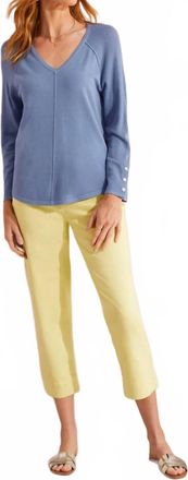 Tribal V-Neck Raglan Sweater In Blue Star