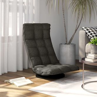 vidaXL Vidaxl - Silla De Suelo Giratoria Tela Gris Oscuro