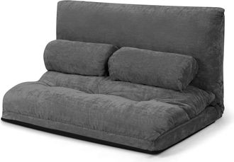 Giantex Sof&aacute; plegable de suelo en pana gris 180x98x18cm