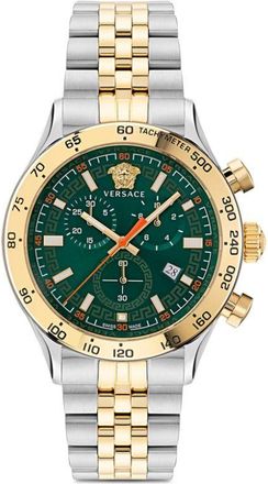 Versace Greca Dome Chrono 43mm - men - stainless steel - One Size - Green