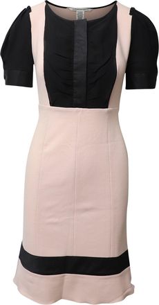 Diane Von Fürstenberg Diane Von Furstenberg Color Block Bodycon Dress in Pink and Black Wool