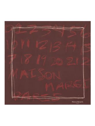Maison Margiela numbers-print neckerchief - women - Silk - One Size - Brown
