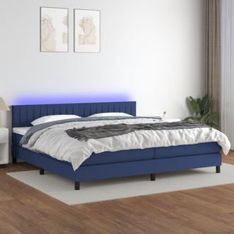 vidaXL Vidaxl - Cama Box Spring Colch&oacute;n Y Luces Led Tela Azul 200x200 Cm
