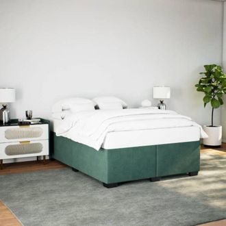 vidaXL Vidaxl - Estructura Cama Sin Colch&oacute;n Terciopelo Verde Oscuro 140x200 Cm
