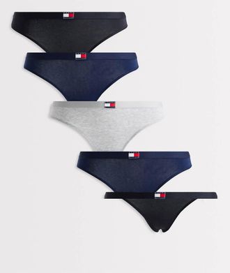 Tommy Hilfiger Heritage - Confezione da 5 perizomi nero/bianco/grigio-Multicolore