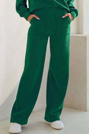 Yelete Wide Leg Corduroy Pants In Forest Green