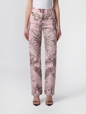 Philipp Plein Jeans skinny a vita alta in denim di cotone con stampa grafica