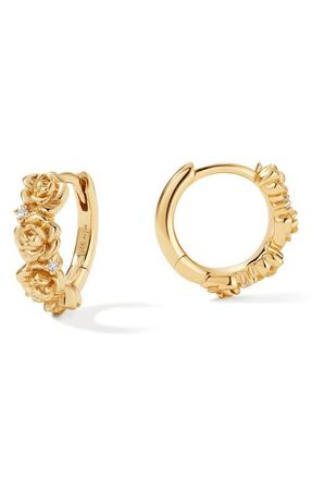 Made by Mary Cubic Zirconia Birthstone Flower Huggie Hoop Earrings in Gold September at Nordstrom