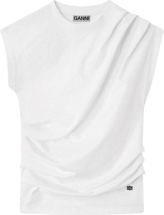 Ganni Stretch Heavy Jersey Draped Blouse