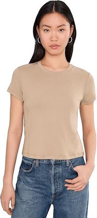 AG - Adriano Goldschmied Sadie Crew Neck Crop T-shirt Womens Clothing Khaki Sand : MD (US 6-8), Cotton/Modal