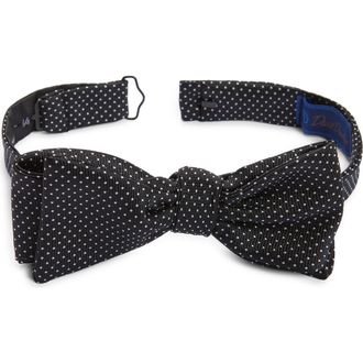 David Donahue Silk Bow Tie in Black/White at Nordstrom Rack