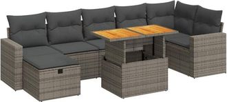 vidaXL Set Sof&aacute;s Jard&iacute;n Y Cojines 5 Pzas Rat&aacute;n Sint&eacute;tico Acacia Gris Vidaxl