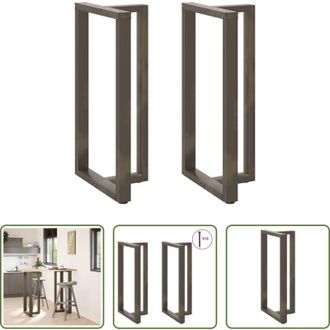 vidaXL Gambe in acciaio - Gambe per tavolo da bar a forma di T 2 pz nere 60x35x(110-111) cm in acciaio