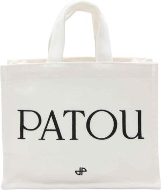 Patou Witte Katoenen Kleine Tote Tas - Dames - Shoppers - Wit - ONE Size - Katoen - Tassen