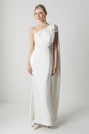 Coast One Shoulder Satin Wedding Dress in Ivory at Nordstrom, Size 10