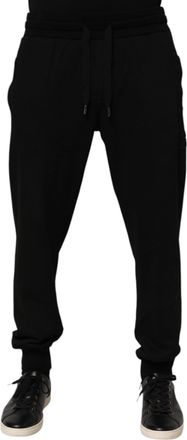 Dolce & Gabbana Black Cotton DG Logo Men Jogger Mens Pants (Pre-Owned)