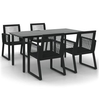 Berkfield Home 5 Piece Garden Dining Set Black PVC Rattan