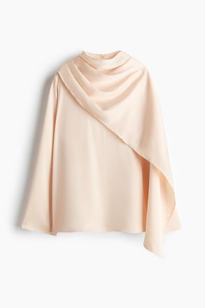 H&M Satinbluse mit Schaldetail - Hellbeige