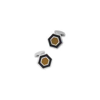 Paul Fredrick Enamel Hexagon Cufflinks in Black/tan at Nordstrom