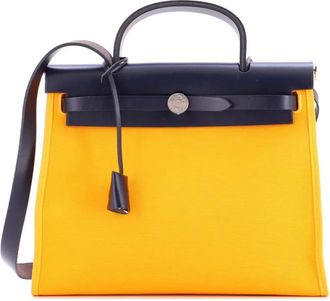 Hermès Herbag Zip Leather and Toile 31 shoulder bag - Blauw