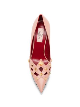 Valentino Garavani Gold-Studded Leather Pump - Pink