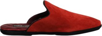 Dolce & Gabbana Oranje Su&egrave;de Slides Platte Schoenen - Heren - Pantoffels - Oranje - 40 EU - Su&egrave;de - Schoenen