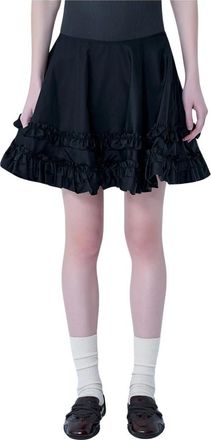 Ganni Duchesse Nylon Mini Frill Circle Skirt - Dames - Korte rokken - Zwart - 2XS - Nylon - Rokken