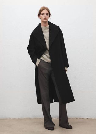 Mango Cappotto lana Manteco cintura nero - Donna - 4XL - MANGO