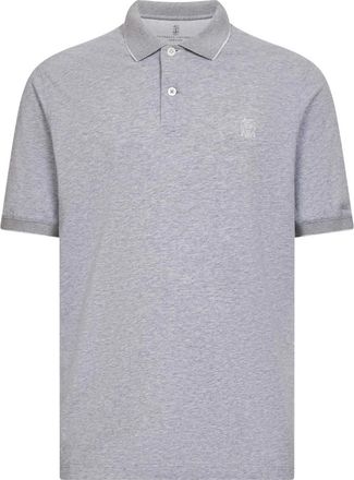 Brunello Cucinelli Polo Shirt van Katoenpiqu&eacute; - Heren - Polos - Grijs - 3XL - Katoen - Tops