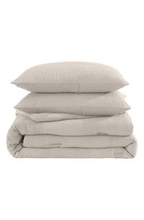 Kenneth Cole Variegated Waffle Cotton Duvet & Sham Set in Light Beige at Nordstrom Rack, Size Full/queen