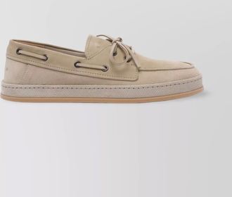 Hogan round toe suede loafers with eyelet detailing