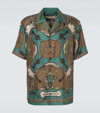 Dolce & Gabbana Printed silk twill bowling shirt