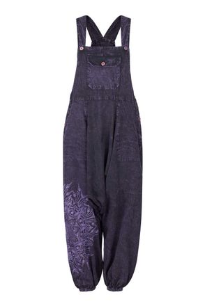 Wicked Dragon Mandala Print Dungarees up to Plus Size (S/M, Purple)