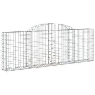 Berkfield Home Decorative Arched Gabion Baskets 3 pcs 300x30x100/120 cm Galvanis in Silver
