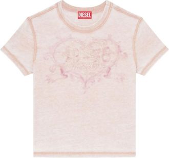 Diesel Light Pink Graphic Crew Neck T-Shirt