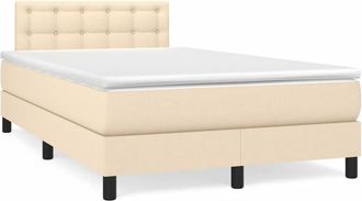 vidaXL Cama Box Spring Con Colch&oacute;n Tela Color Crema 120x190 Cm Vidaxl