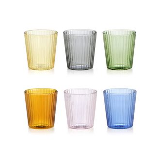 IVV narciso set de 6 vasos de agua plisados en borosilicato de diferentes colores cl-30
