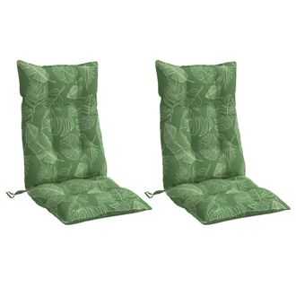 vidaXL Cojines Silla Respaldo Alto 2 Uds Tela Oxford Estampado Hojas Vidaxl