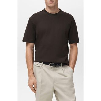 Mango Regular Fit Medium Weight Cotton T-Shirt in Chocolate at Nordstrom, Size X-Large