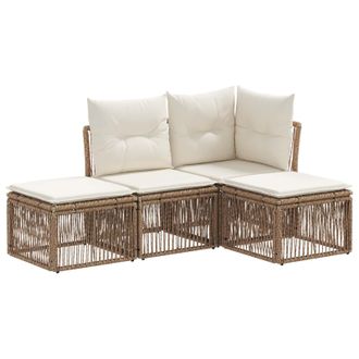 vidaXL Conjunto De Sof&aacute;s De Jard&iacute;n 4 Pcs Beige Rat&aacute;n Sint&eacute;tico Vidaxl