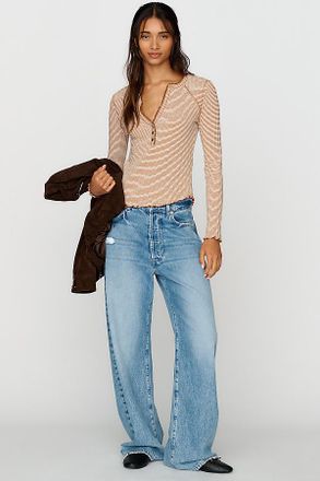 Pilcro Lace Trim Henley Top
