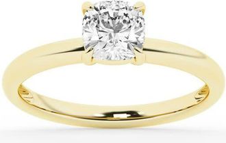 Grown Brilliance Lab Grown Diamond Engagement Ring in 10K Yellow Gold, 1 Carat Cushion Cut Solitaire, Ring Size 7