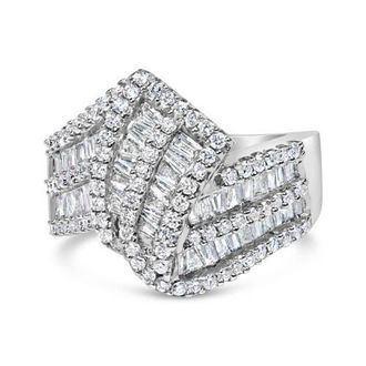 House of Brilliance 14K White Gold 1-1/2 Cttw Diamond Bypass Cocktail Ring Band at Nordstrom, Size 7