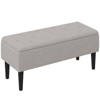 HOMCOM 15 Modern Ottoman Storage Box with Wooden Legs - 47L Storage Ottoman Holds up to 120KG - for Living Room - Bedroom - Grey | TJ Hughes Black