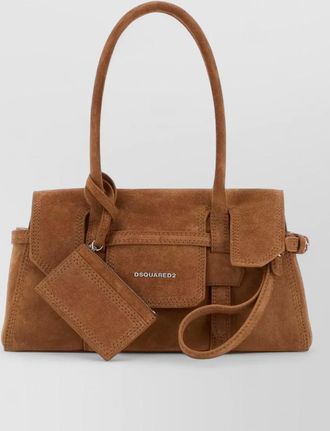 Dsquared2 suede shoulder bag detachable tag top handle