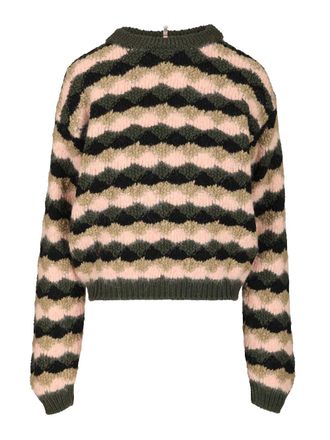 Moncler Striped Sweater In Wool And Alpaca Blend Knitwear Multicolor-Donna