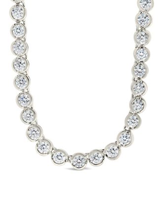 Sterling Forever 14K Plated Cz Helene Bezel Tennis Necklace